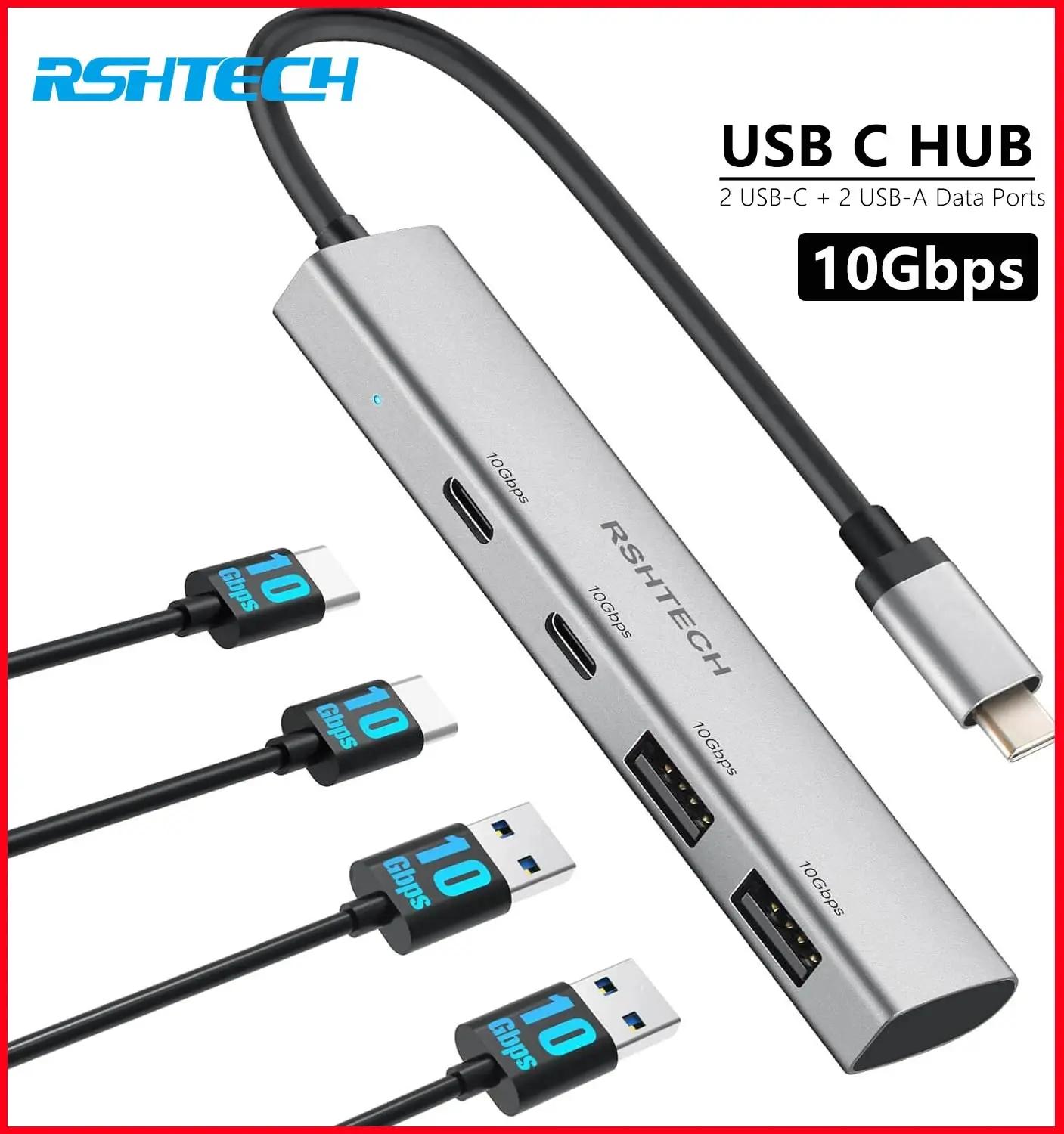 RSHTECH USB C  , Ʈ ƺϿ, 10Gbps OTG  ˷̴ ø, 2 USB-C  2 USB-A  Ʈ
